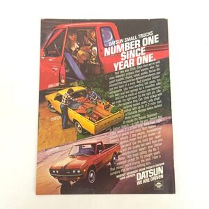 Vintage 1978 Datsun Trucks Print Ad Pickup Advertising Mancave Nissan Art Decor